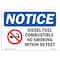 Signmission Sign, 7" H, 10" W, Rigid Plastic, Diesel Fuel Combustible No Smoking Sign With Symbol, Landscape OS-NS-P-710-L-11000 - alternate 1